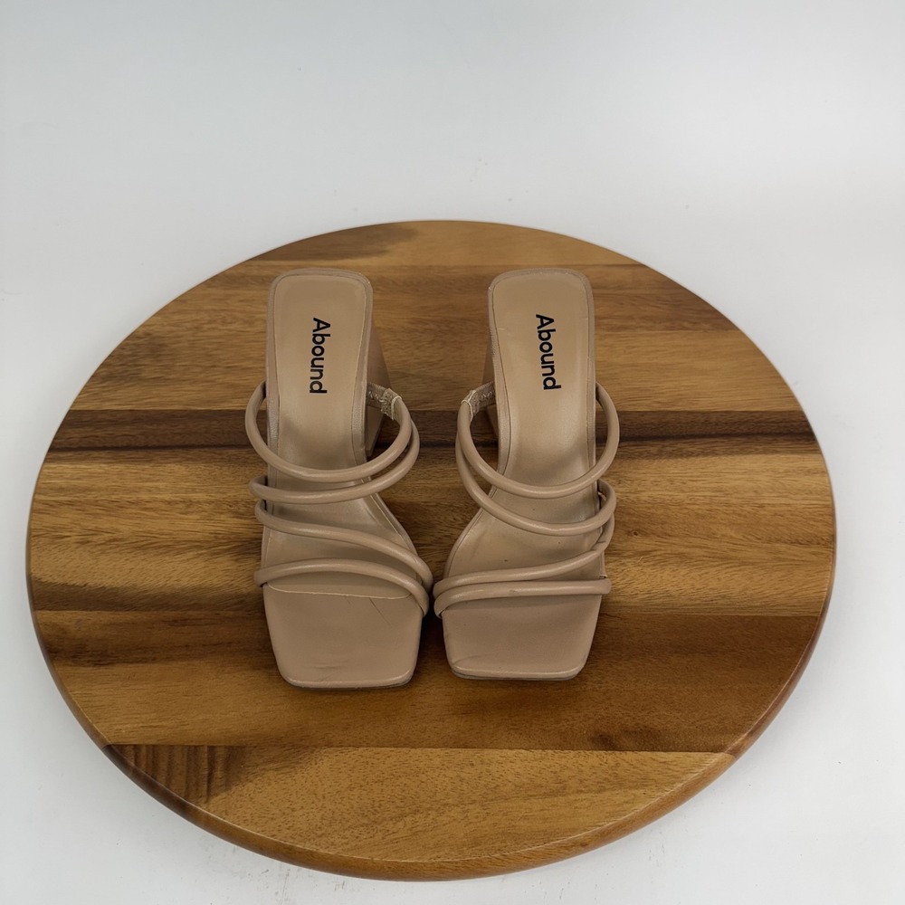 New Womens Abound Austyn Strappy Open Toed Slip On Black‎ Heels Tan Size 5 M - Picture 4 of 8